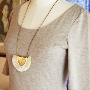 Lucky Brand Fringe Pendant Necklace